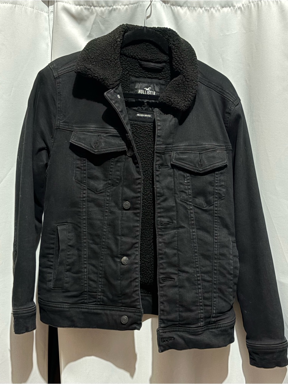 Hollister Black Sherpa-Lined Trucker Jacket